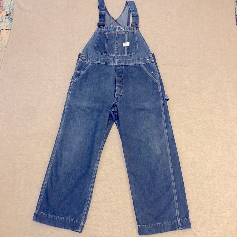 Big Mac Vintage Square Back Denim Jean Carpenter Overalls Bibs